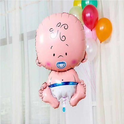 Balon din Folie Metalizata, Figurina Baietel, Tema Botez, 73x48 cm, Ambalaj Individual, Pai Inclus, Umflare cu Aer sau Heliu, Albastru