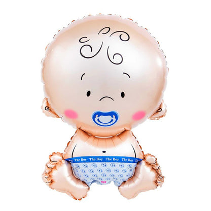 Balon din Folie Metalizata, Figurina Baietel, Tema Botez, 73x48 cm, Ambalaj Individual, Pai Inclus, Umflare cu Aer sau Heliu, Albastru