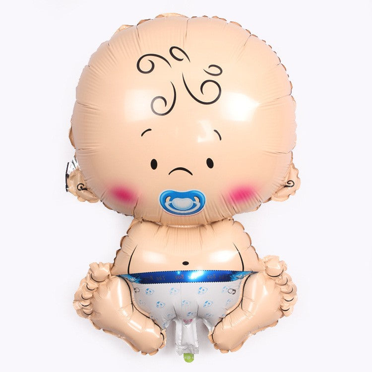 Balon din Folie Metalizata, Figurina Baietel, Tema Botez, 73x48 cm, Ambalaj Individual, Pai Inclus, Umflare cu Aer sau Heliu, Albastru