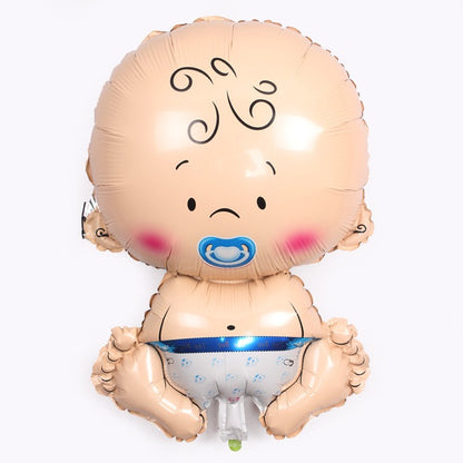 Balon din Folie Metalizata, Figurina Baietel, Tema Botez, 73x48 cm, Ambalaj Individual, Pai Inclus, Umflare cu Aer sau Heliu, Albastru