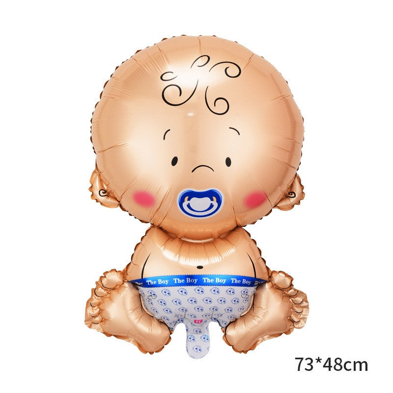 Balon din Folie Metalizata, Figurina Baietel, Tema Botez, 73x48 cm, Ambalaj Individual, Pai Inclus, Umflare cu Aer sau Heliu, Albastru