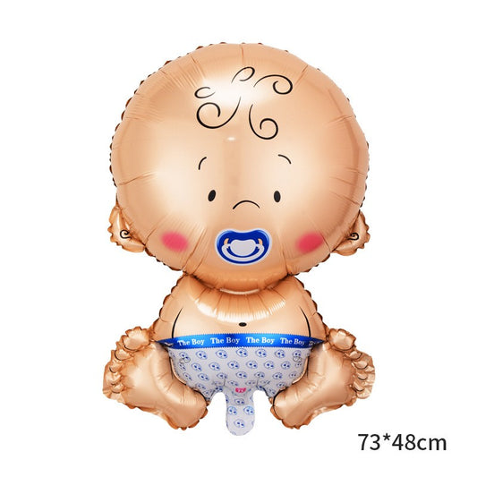 Balon din Folie Metalizata, Figurina Baietel, Tema Botez, 73x48 cm, Ambalaj Individual, Pai Inclus, Umflare cu Aer sau Heliu, Albastru