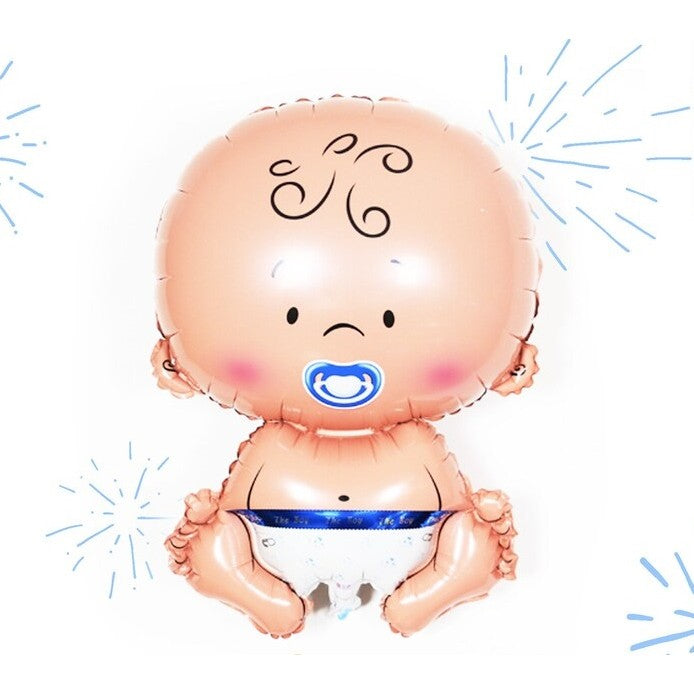 Balon din Folie Metalizata, Figurina Baietel, Tema Botez, 73x48 cm, Ambalaj Individual, Pai Inclus, Umflare cu Aer sau Heliu, Albastru
