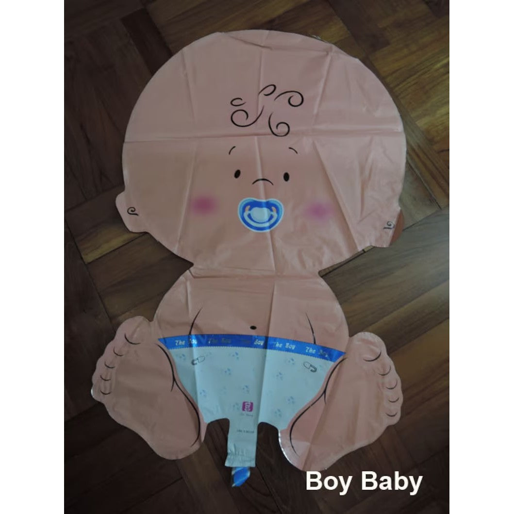 Balon din Folie Metalizata, Figurina Baietel, Tema Botez, 73x48 cm, Ambalaj Individual, Pai Inclus, Umflare cu Aer sau Heliu, Albastru
