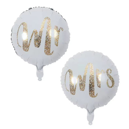 Balon din Folie Metalizata, Figurina Cerc, Model MR, Tematica Nunta, 45 cm, Ambalaj Individual, Pai Inclus, Umflare cu Aer sau Heliu, Alb