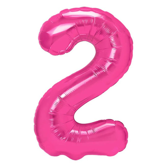 Balon din Folie Metalizata, Figurina Cifra, Model 2, Tema Aniversare 100 cm, Ambalaj Individual, Pai Inclus, Umflare cu Aer sau Heliu, Roz