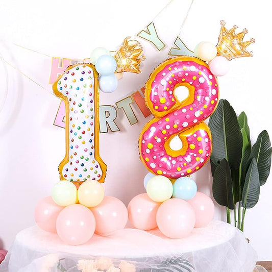 Balon din Folie Metalizata, Figurina Cifra, Model Candy, Tema Aniversare 100 cm, Ambalaj Individual, Pai inclus, Umflare cu Aer sau Heliu, Multicolor, Cifra 1