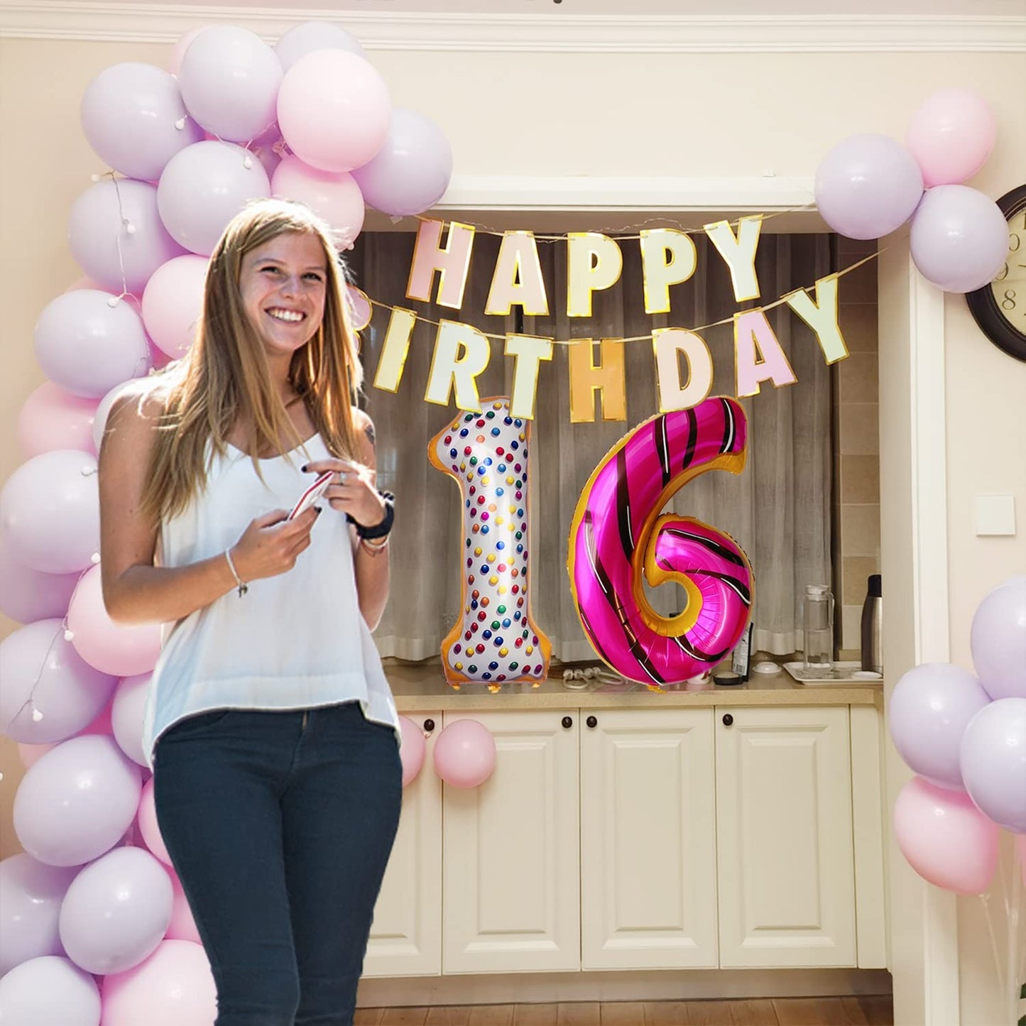 Balon din Folie Metalizata, Figurina Cifra, Model Candy, Tema Aniversare 100 cm, Ambalaj Individual, Pai inclus, Umflare cu Aer sau Heliu, Multicolor, Cifra 1