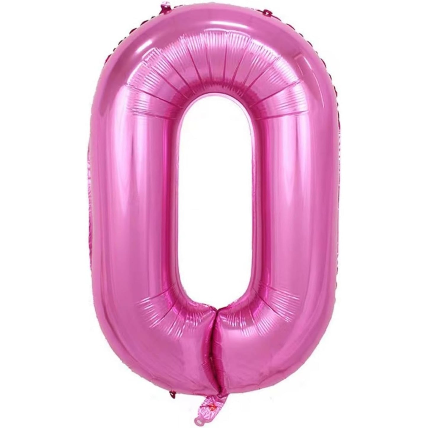 Balon din Folie Metalizata, Figurina Cifra si Coroana, Tema Aniversare 100 cm, Ambalaj Individual, Pai inclus, Umflare cu Aer sau Heliu, Roz, Cifra 0