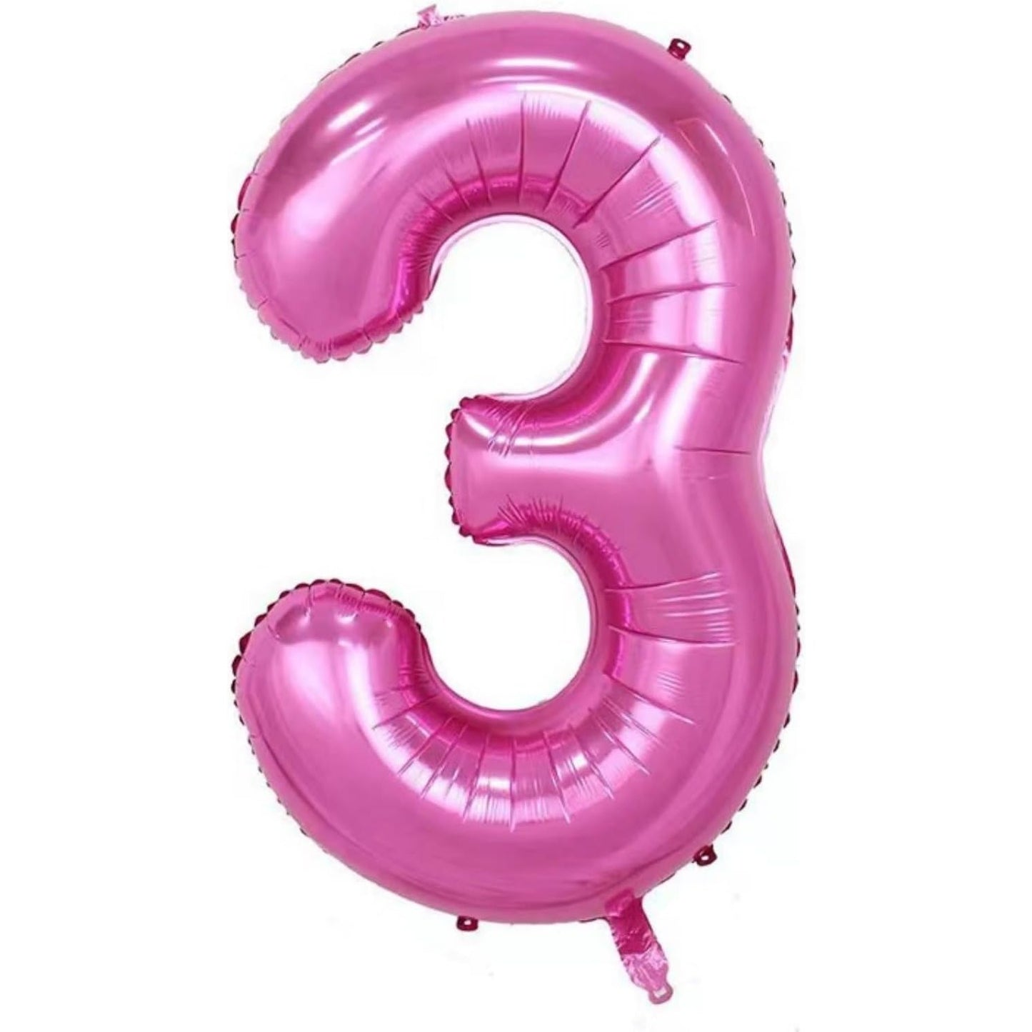 Balon din Folie Metalizata, Figurina Cifra si Coroana, Tema Aniversare 100 cm, Ambalaj Individual, Pai inclus, Umflare cu Aer sau Heliu, Roz, Cifra 3