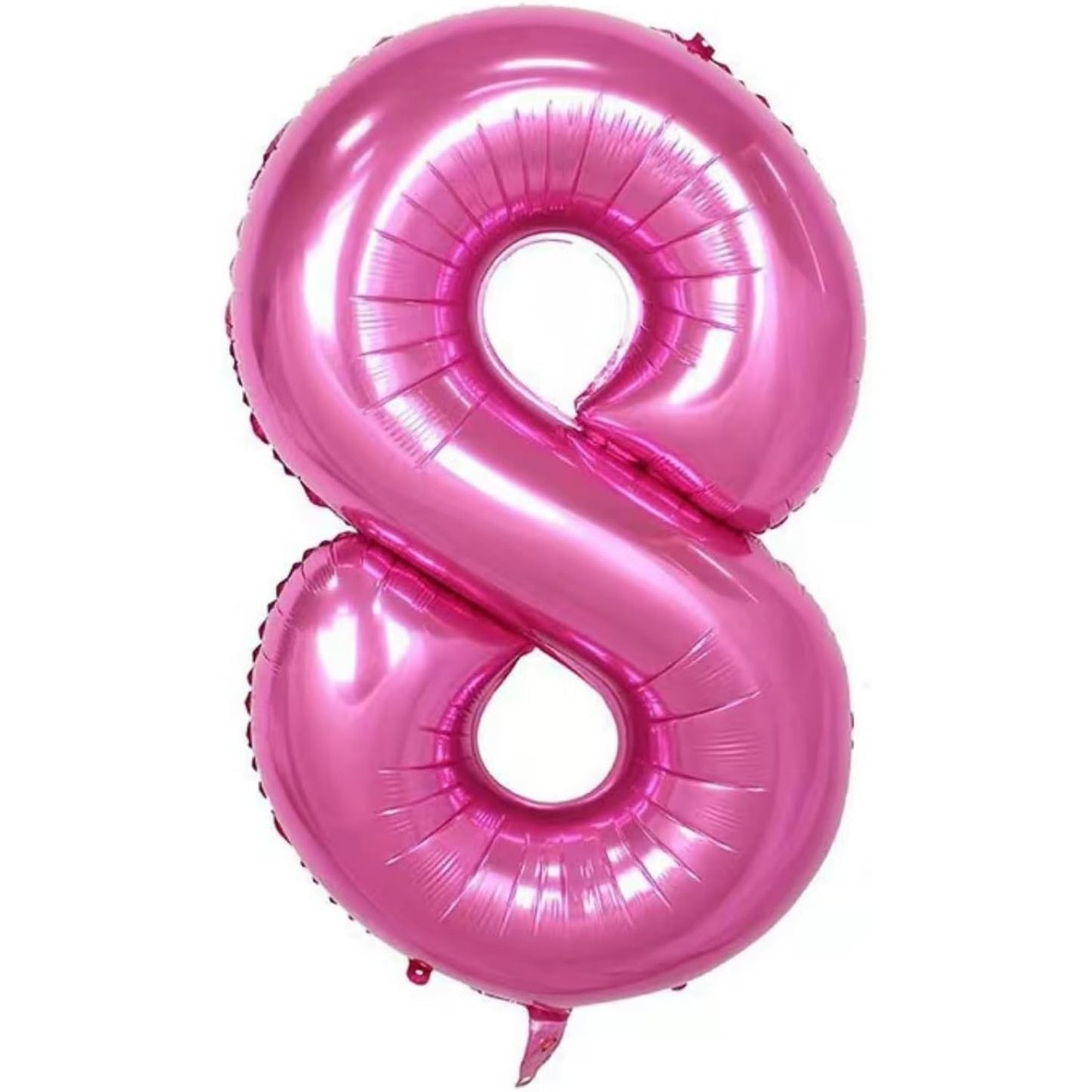 Balon din Folie Metalizata, Figurina Cifra si Coroana, Tema Aniversare 100 cm, Ambalaj Individual, Pai inclus, Umflare cu Aer sau Heliu, Roz, Cifra 8