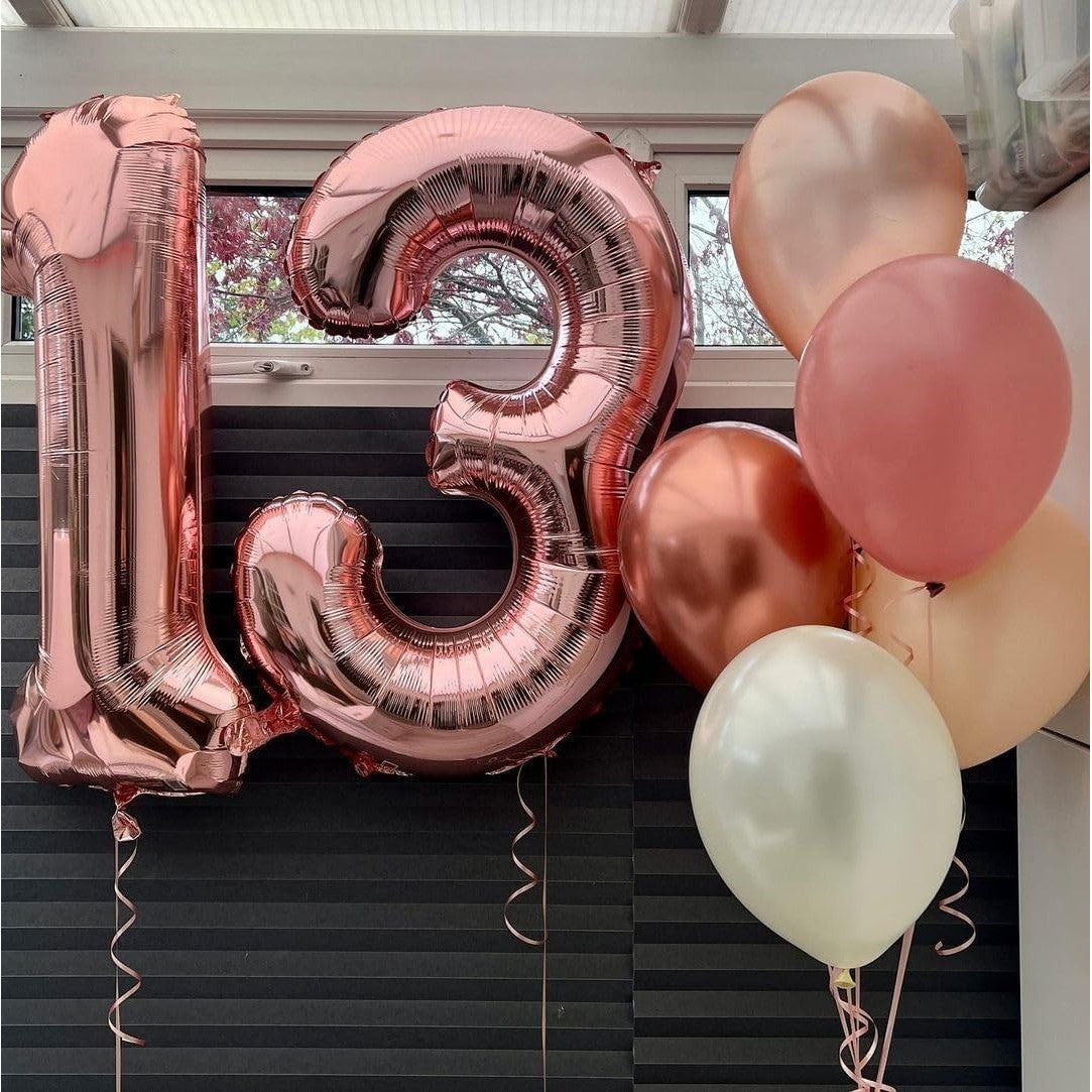 Balon din Folie Metalizata, Figurina Cifra, Tema Aniversare 100 cm, Ambalaj Individual, Pai inclus, Umflare cu Aer sau Heliu, Coral, Rose, Cifra 1