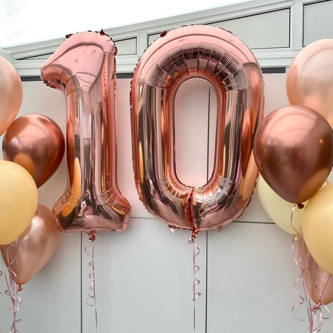 Balon din Folie Metalizata, Figurina Cifra, Tema Aniversare 100 cm, Ambalaj Individual, Pai inclus, Umflare cu Aer sau Heliu, Coral, Rose, Cifra 1