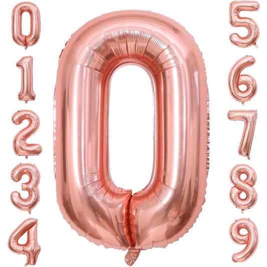 Balon din Folie Metalizata, Figurina Cifra, Tema Aniversare 100 cm, Ambalaj Individual, Pai inclus, Umflare cu Aer sau Heliu, Coral, Rose, Cifra 0