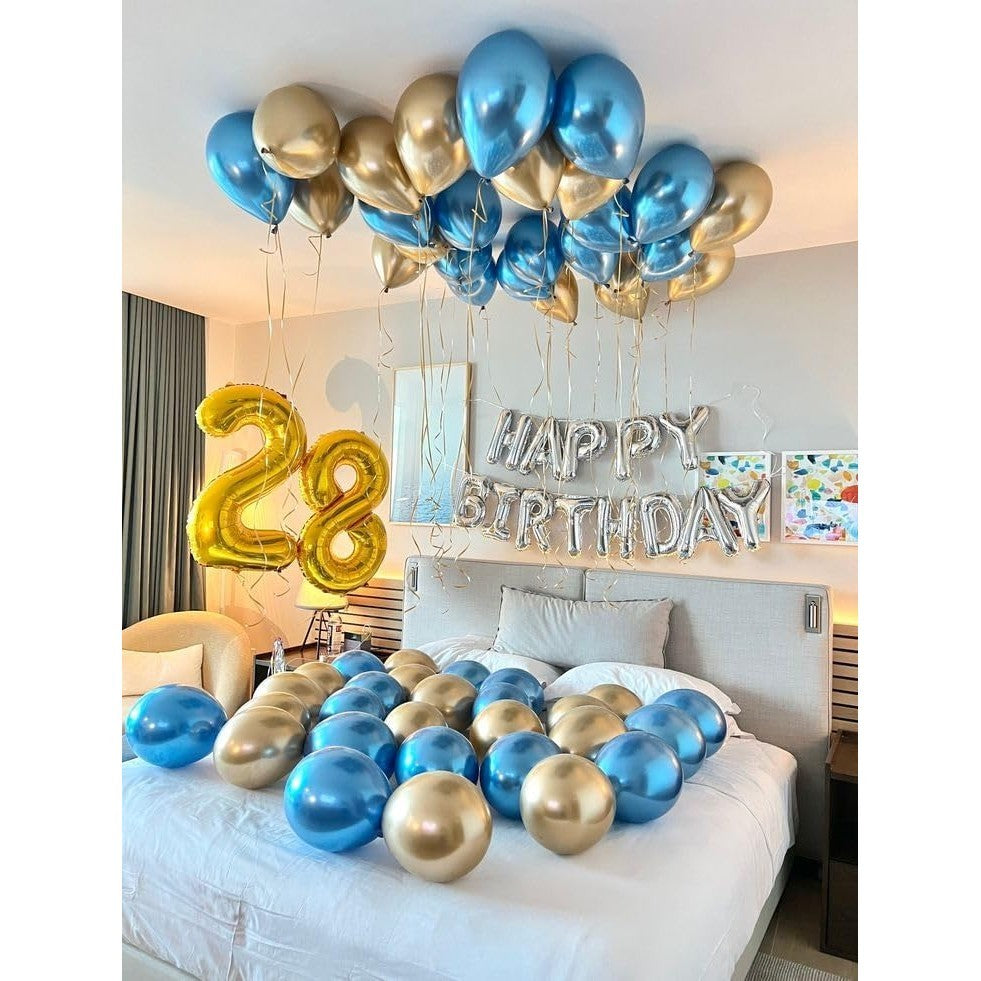 Balon din Folie Metalizata, Figurina Cifra, Tema Aniversare 100 cm, Ambalaj Individual, Pai inclus, Umflare cu Aer sau Heliu, Auriu, Cifra 2