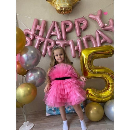 Balon din Folie Metalizata, Figurina Cifra, Tema Aniversare 100 cm, Ambalaj Individual, Pai inclus, Umflare cu Aer sau Heliu, Auriu, Cifra 5