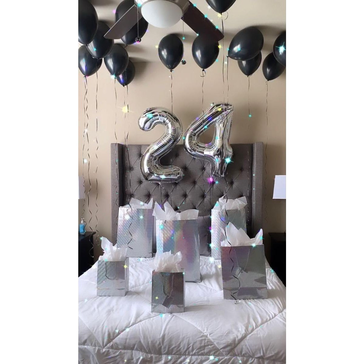 Balon din Folie Metalizata, Figurina Cifra, Tema Aniversare 100 cm, Ambalaj Individual, Pai inclus, Umflare cu Aer sau Heliu, Argintiu, Cifra 2