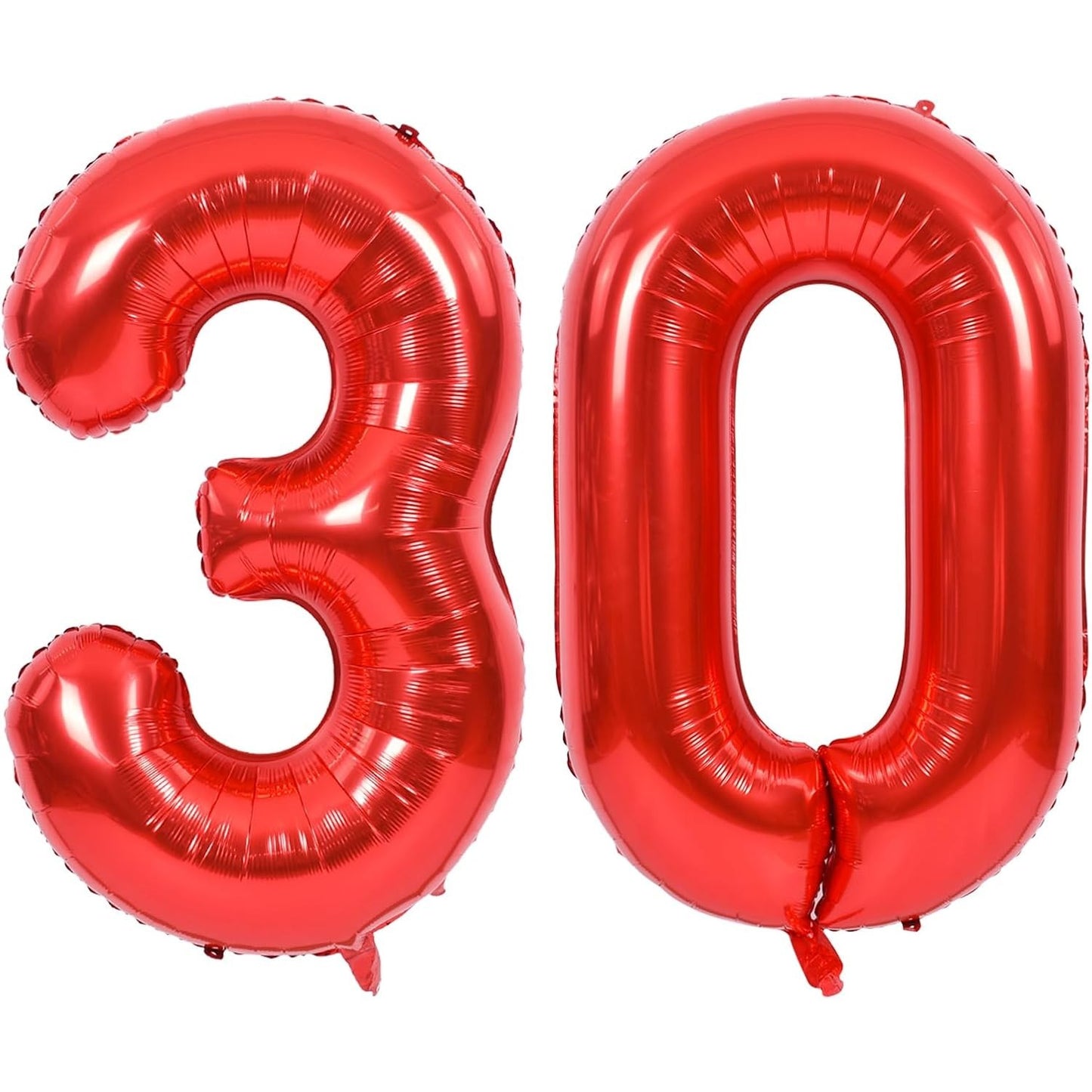 Balon din Folie Metalizata, Figurina Cifra, Tema Aniversare 100 cm, Ambalaj Individual, Pai inclus, Umflare cu Aer sau Heliu, Rosu, Cifra 3