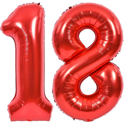 Balon din Folie Metalizata, Figurina Cifra, Tema Aniversare 100 cm, Ambalaj Individual, Pai inclus, Umflare cu Aer sau Heliu, Rosu, Cifra 8
