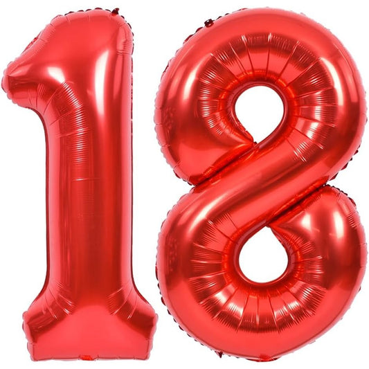 Balon din Folie Metalizata, Figurina Cifra, Tema Aniversare 100 cm, Ambalaj Individual, Pai inclus, Umflare cu Aer sau Heliu, Rosu, Cifra 8