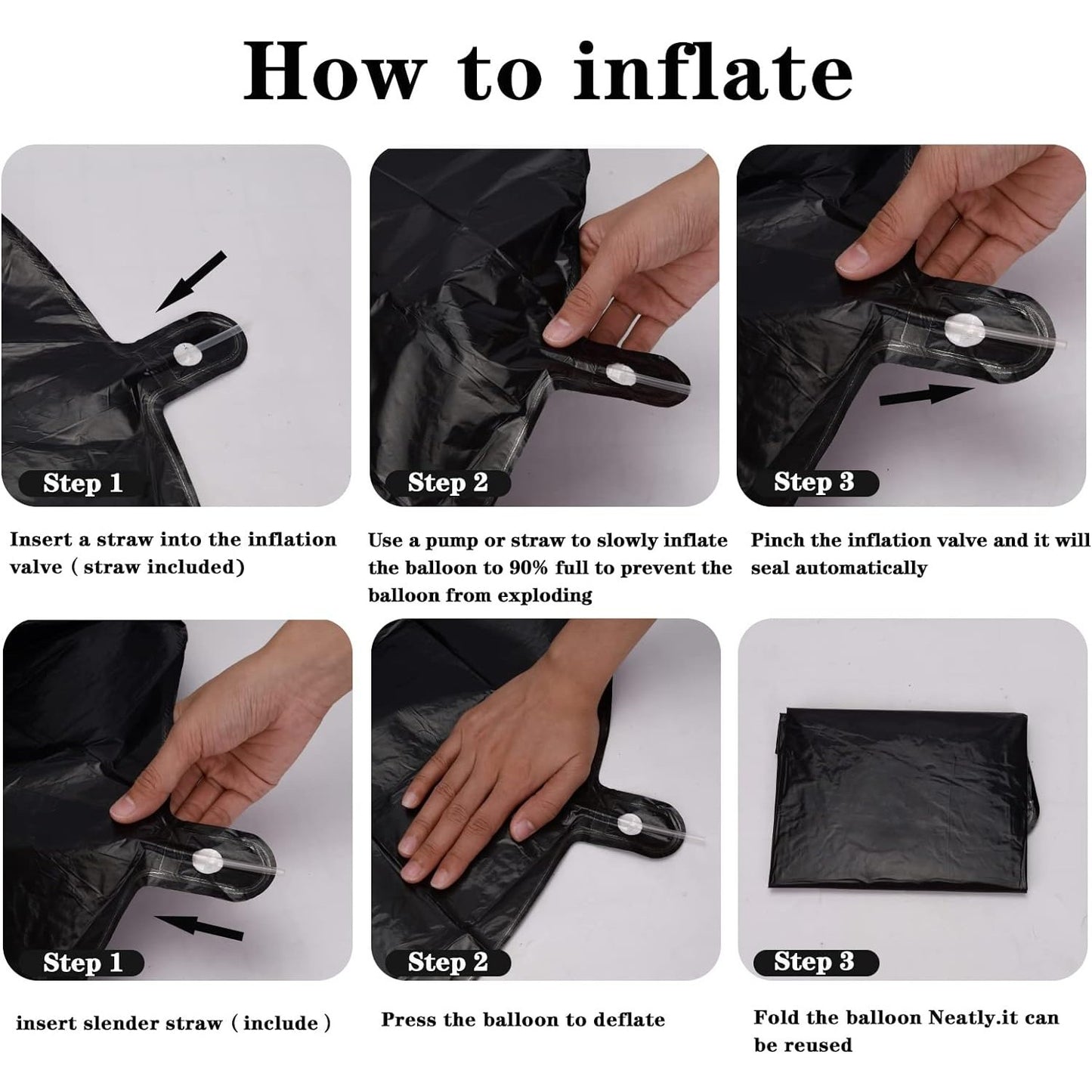Balon din Folie Metalizata, Figurina Cifra, Tema Aniversare 100 cm, Ambalaj Individual, Pai inclus, Umflare cu Aer sau Heliu, Negru, Cifra 2