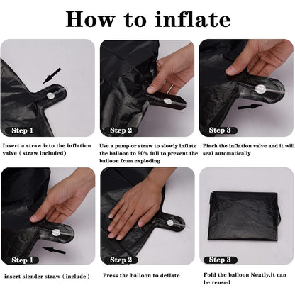 Balon din Folie Metalizata, Figurina Cifra, Tema Aniversare 100 cm, Ambalaj Individual, Pai inclus, Umflare cu Aer sau Heliu, Negru, Cifra 2