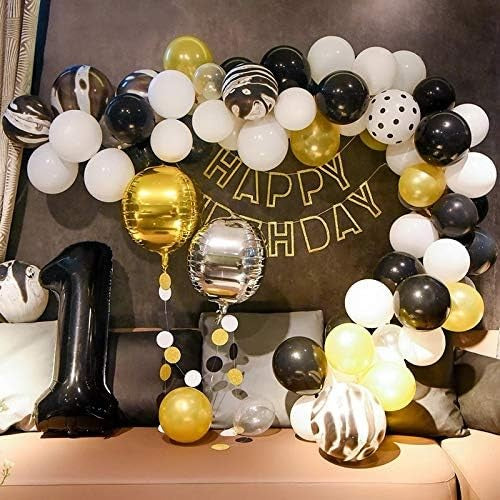Balon din Folie Metalizata, Figurina Cifra, Tema Aniversare 40 cm, Ambalaj Individual, Pai inclus, Umflare cu Aer sau Heliu, Negru, Cifra 1