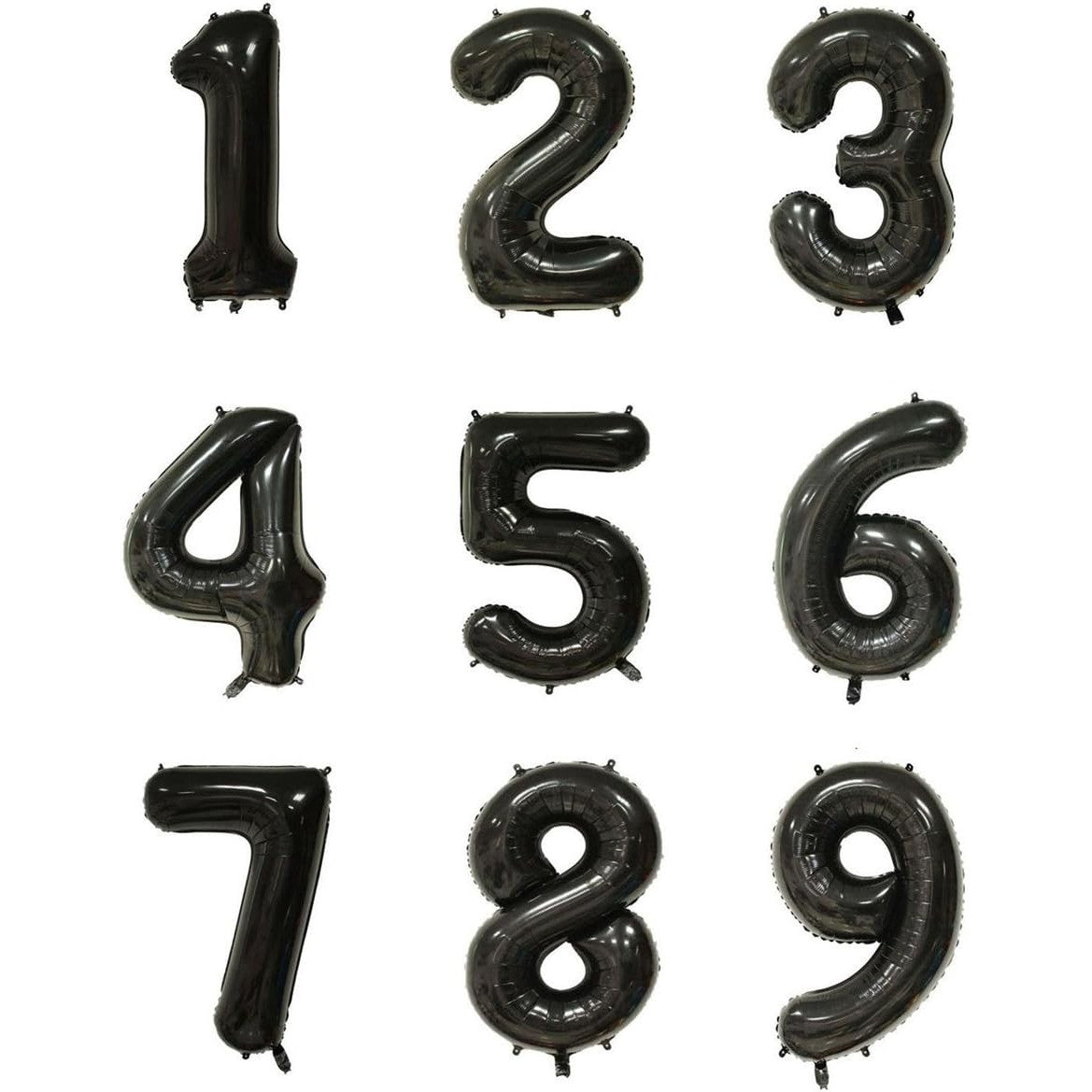 Balon din Folie Metalizata, Figurina Cifra, Tema Aniversare 40 cm, Ambalaj Individual, Pai inclus, Umflare cu Aer sau Heliu, Negru, Cifra 1