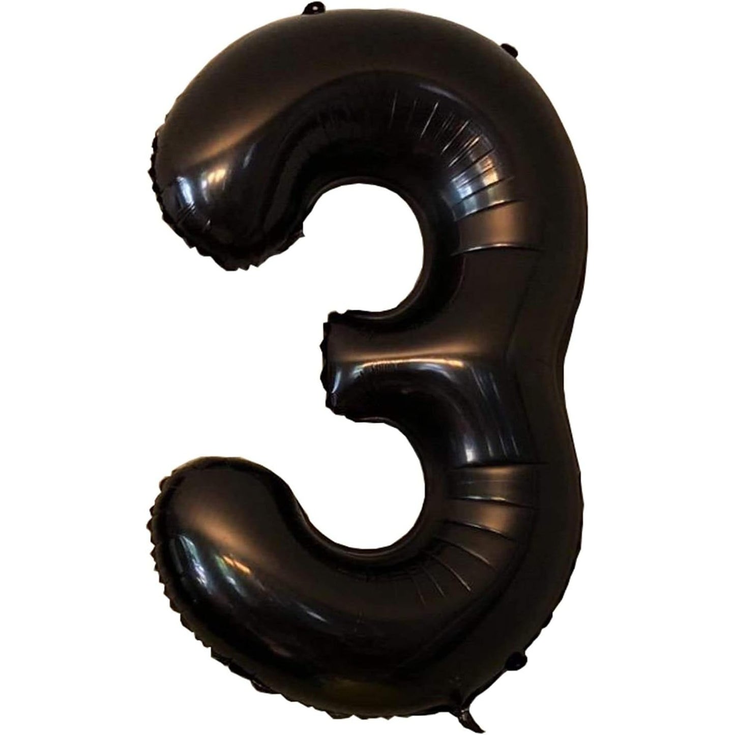 Balon din Folie Metalizata, Figurina Cifra, Tema Aniversare 40 cm, Ambalaj Individual, Pai inclus, Umflare cu Aer sau Heliu, Negru, Cifra 3