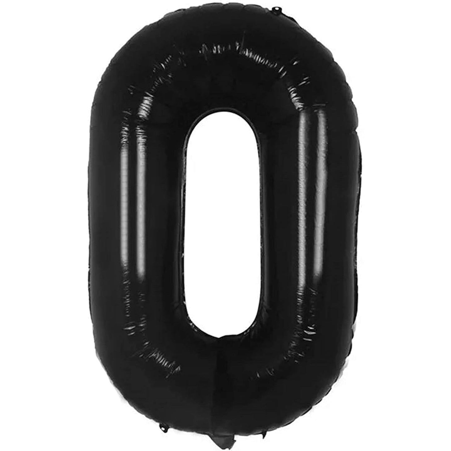 Balon din Folie Metalizata, Figurina Cifra, Tema Aniversare 40 cm, Ambalaj Individual, Pai inclus, Umflare cu Aer sau Heliu, Negru, Cifra 0