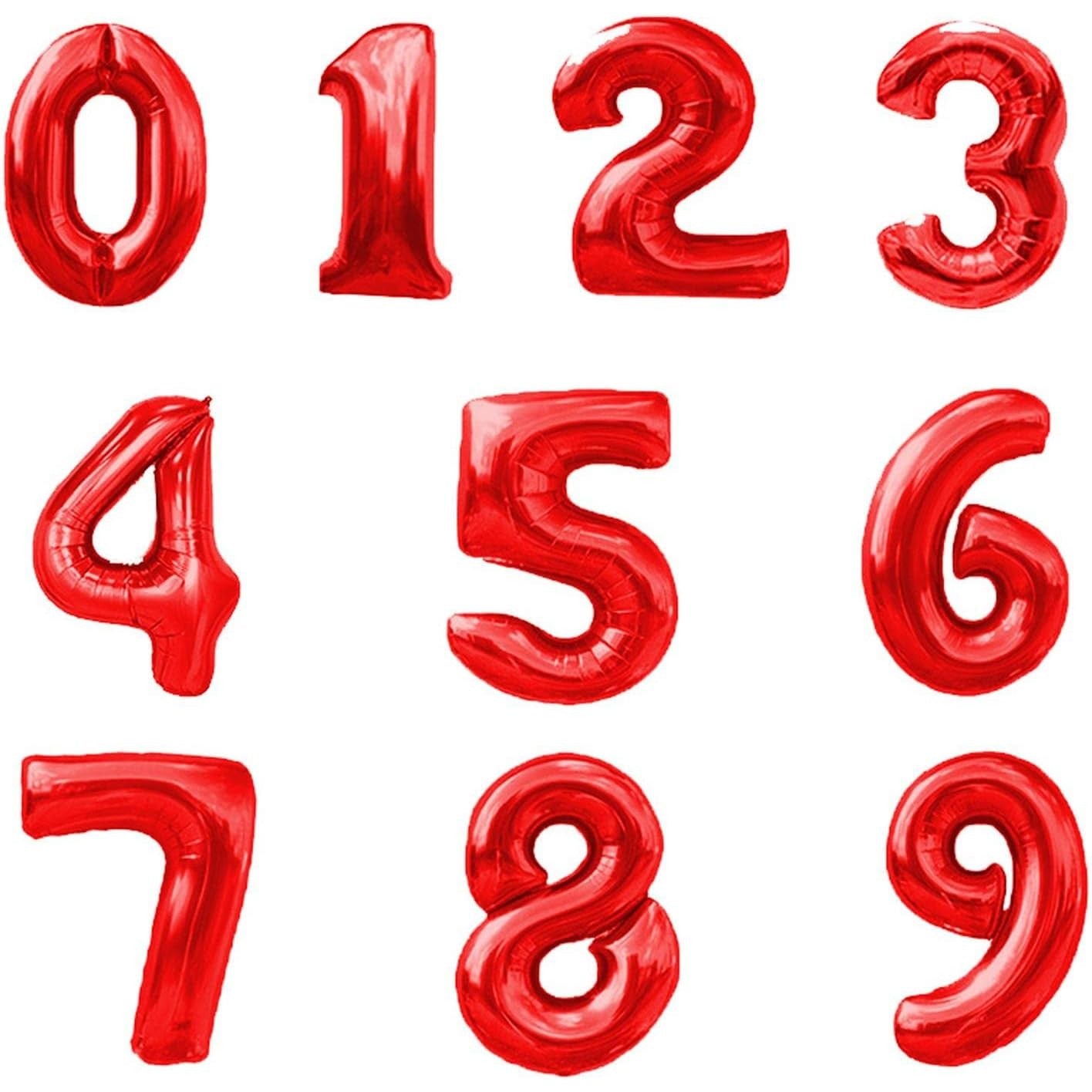 Balon din Folie Metalizata, Figurina Cifra, Tema Aniversare 80 cm, Ambalaj Individual, Pai inclus, Umflare cu Aer sau Heliu, Rosu, Cifra 2