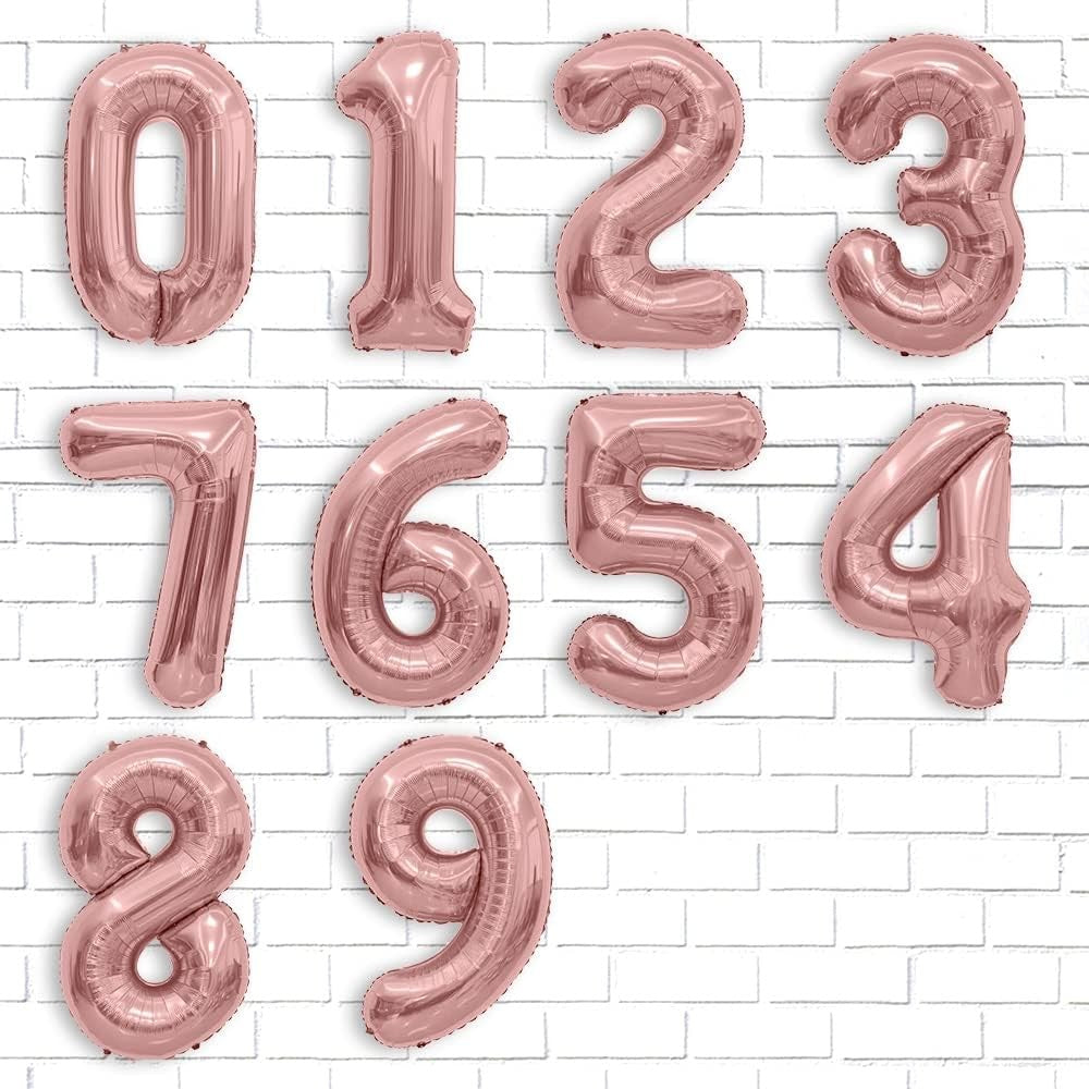 Balon din Folie Metalizata, Figurina Cifra, Tema Aniversare 80 cm, Ambalaj Individual, Pai inclus, Umflare cu Aer sau Heliu, Rose, Cifra 4