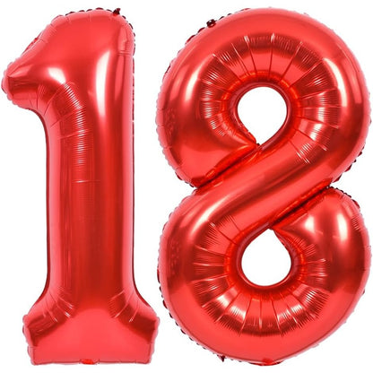Balon din Folie Metalizata, Figurina Cifra, Tema Aniversare 80 cm, Ambalaj Individual, Pai inclus, Umflare cu Aer sau Heliu, Rosu, Cifra 8