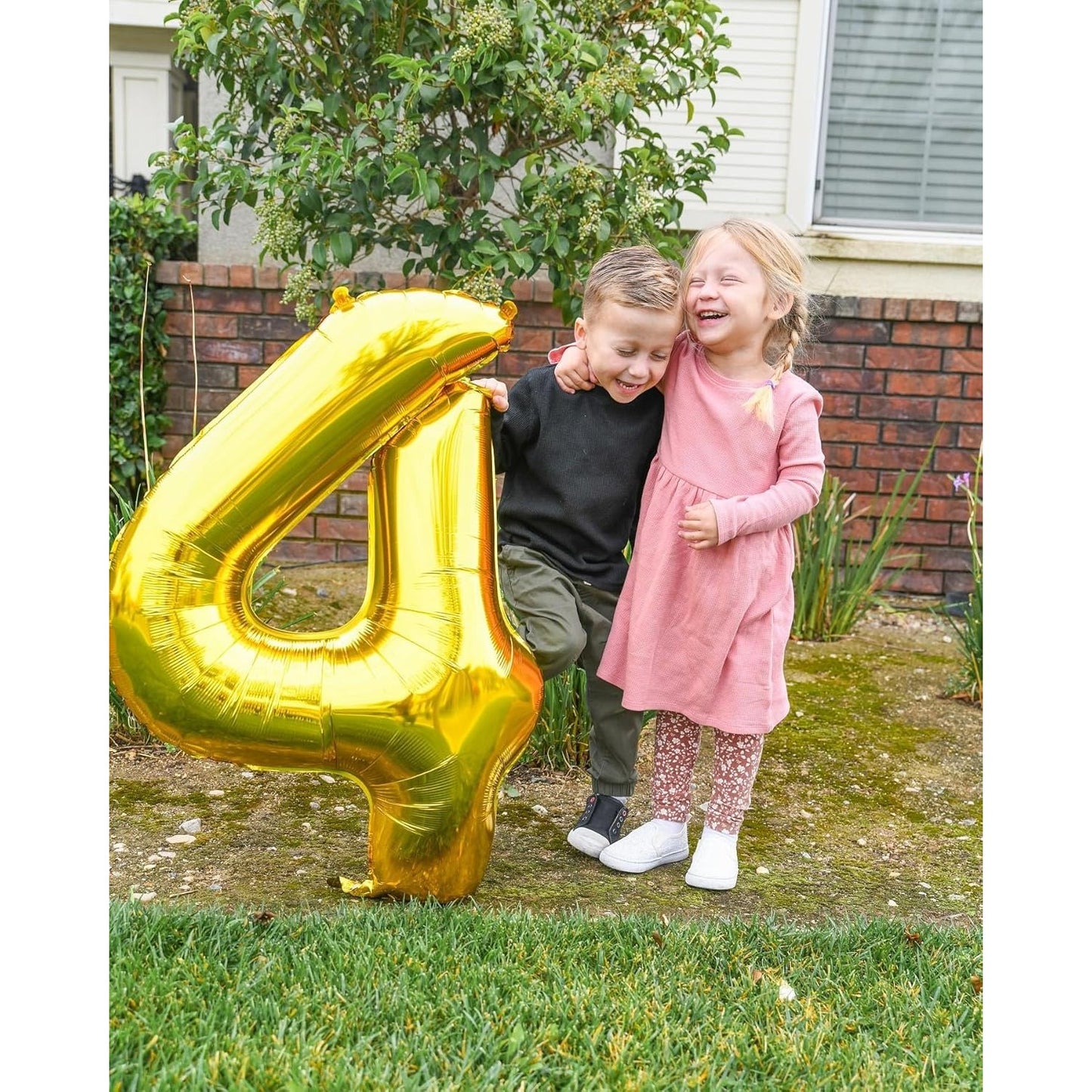 Balon din Folie Metalizata, Figurina Cifra, Tema Aniversare 40 cm, Ambalaj Individual, Pai inclus, Umflare cu Aer sau Heliu, Auriu, Cifra 4