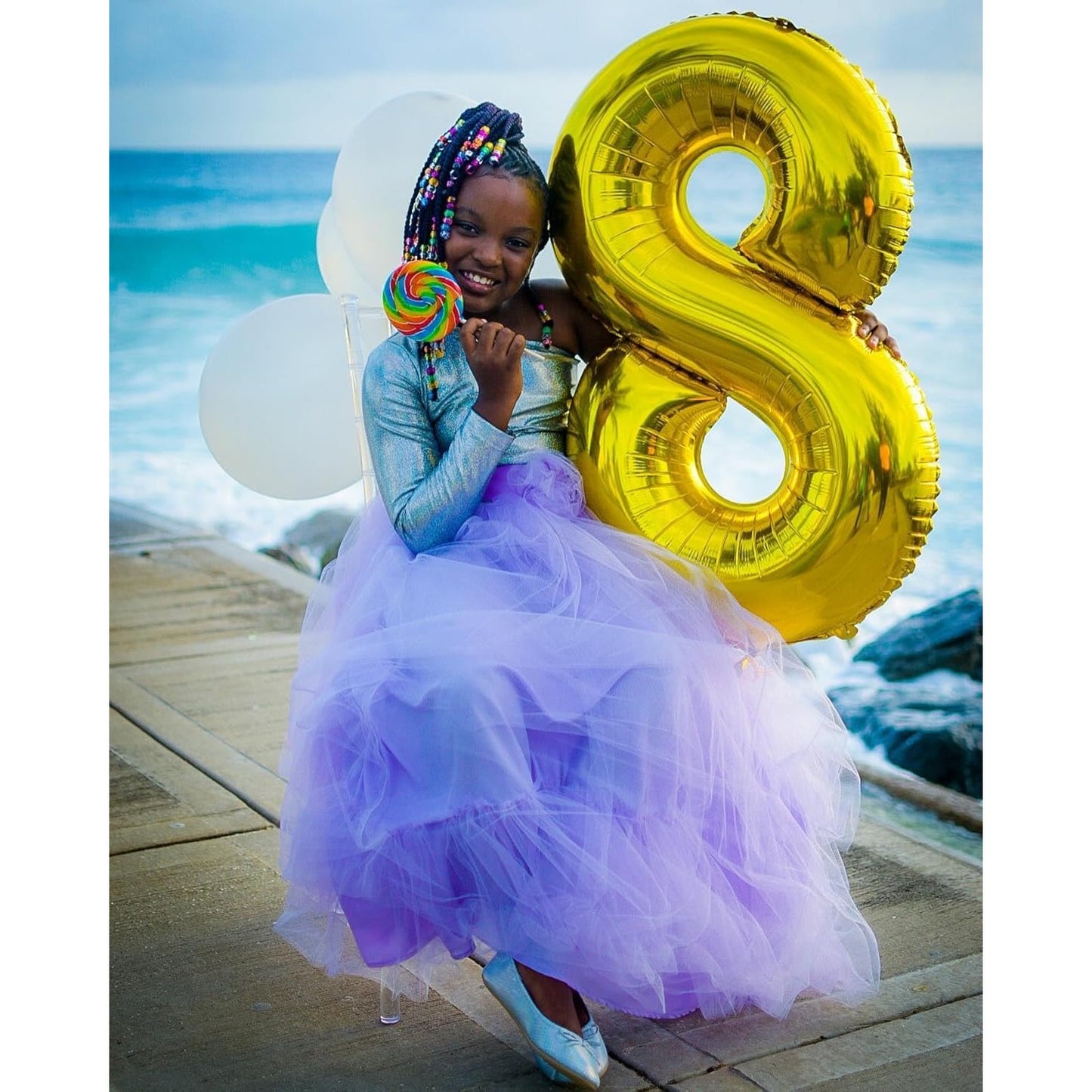 Balon din Folie Metalizata, Figurina Cifra, Tema Aniversare 40 cm, Ambalaj Individual, Pai inclus, Umflare cu Aer sau Heliu, Auriu, Cifra 8