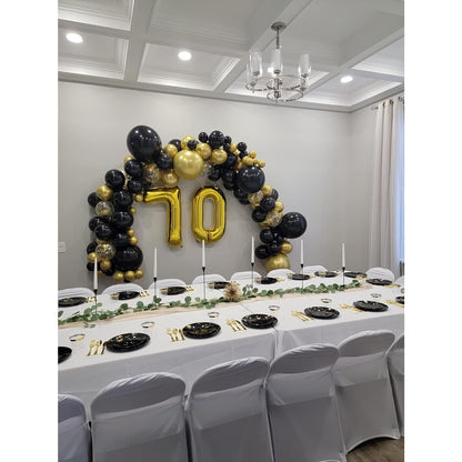 Balon din Folie Metalizata, Figurina Cifra, Tema Aniversare 80 cm, Ambalaj Individual, Pai inclus, Umflare cu Aer sau Heliu, Auriu, Cifra 0