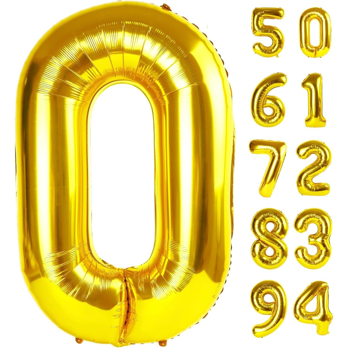 Balon din Folie Metalizata, Figurina Cifra, Tema Aniversare 80 cm, Ambalaj Individual, Pai inclus, Umflare cu Aer sau Heliu, Auriu, Cifra 0