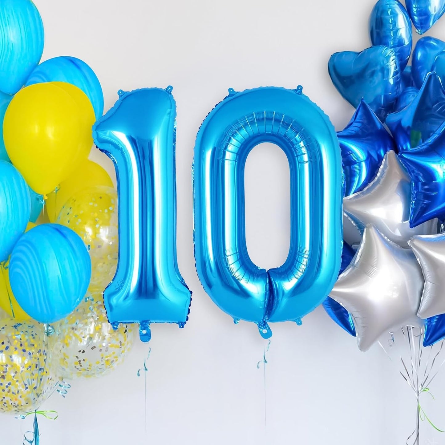 Balon din Folie Metalizata, Figurina Cifra, Tema Aniversare 80 cm, Ambalaj Individual, Pai inclus, Umflare cu Aer sau Heliu, Albastru, Cifra 0