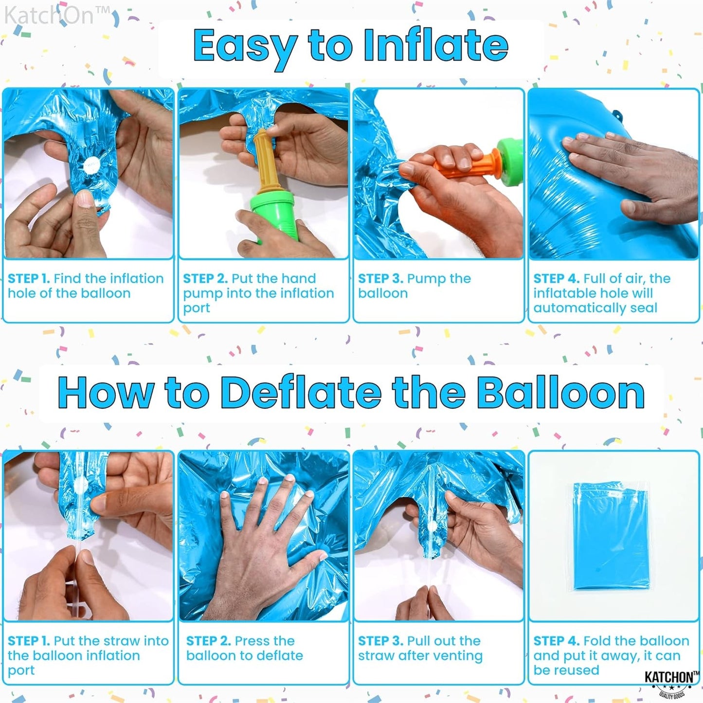 Balon din Folie Metalizata, Figurina Cifra, Tema Aniversare 80 cm, Ambalaj Individual, Pai inclus, Umflare cu Aer sau Heliu, Albastru, Cifra 7