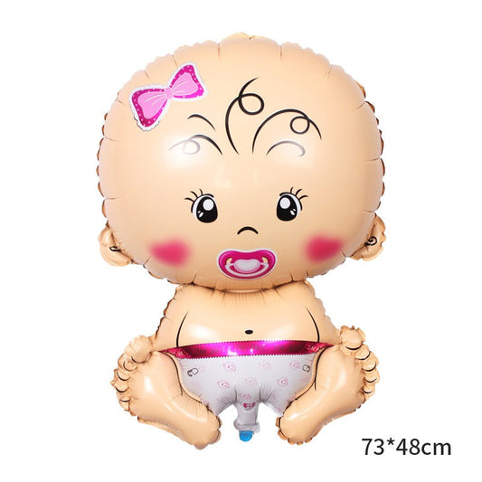 Balon din Folie Metalizata, Figurina Fetita, Tema Botez, 73x48 cm,  Ambalaj Individual, Pai Inclus, Umflare cu Aer sau Heliu, Roz