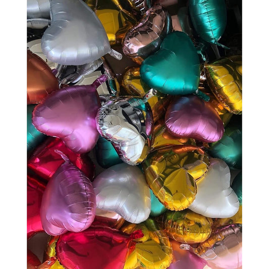 Balon din Folie Metalizata, Figurina Inimioara, Model Simplu, Tematica Iubire, 40 cm, Ambalaj Individual, Pai Inclus, Umflare cu Aer sau Heliu, Auriu