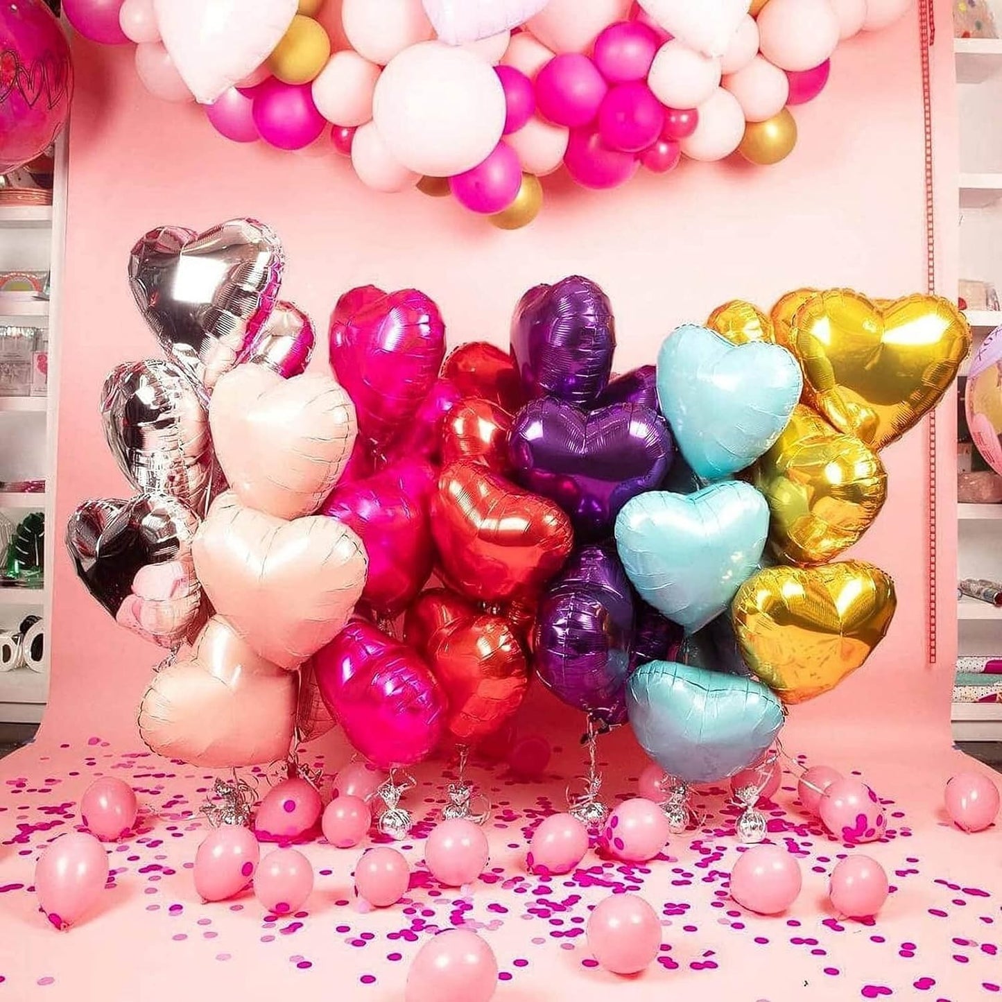 Balon din Folie Metalizata, Figurina Inimioara, Model Simplu, Tematica Iubire, 40 cm, Ambalaj Individual, Pai Inclus, Umflare cu Aer sau Heliu, Auriu