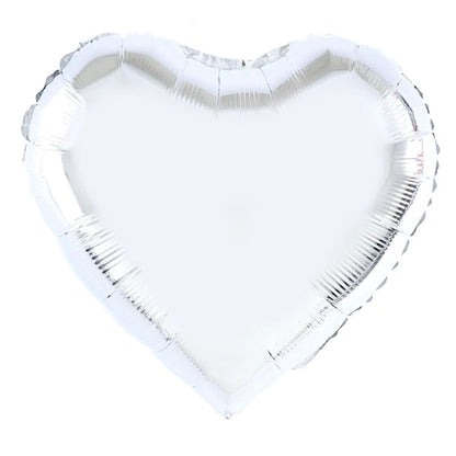 Balon din Folie Metalizata, Figurina Inimioara, Model Simplu, Tematica Iubire, 40 cm, Ambalaj Individual, Pai Inclus, Umflare cu Aer sau Heliu, Argintiu