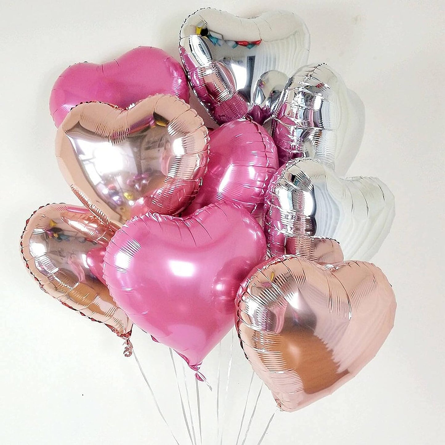 Balon din Folie Metalizata, Figurina Inimioara, Model Simplu, Tematica Iubire, 40 cm, Ambalaj Individual, Pai Inclus, Umflare cu Aer sau Heliu, Argintiu