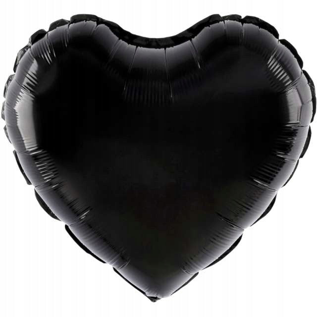 Balon din Folie Metalizata, Figurina Inimioara, Model Simplu, Tematica Iubire, 40 cm, Ambalaj Individual, Pai Inclus, Umflare cu Aer sau Heliu, Negru