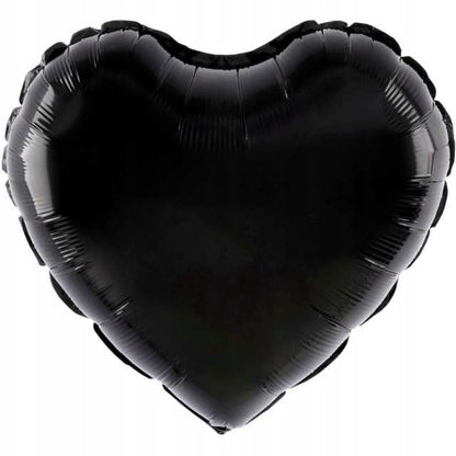 Balon din Folie Metalizata, Figurina Inimioara, Model Simplu, Tematica Iubire, 40 cm, Ambalaj Individual, Pai Inclus, Umflare cu Aer sau Heliu, Negru
