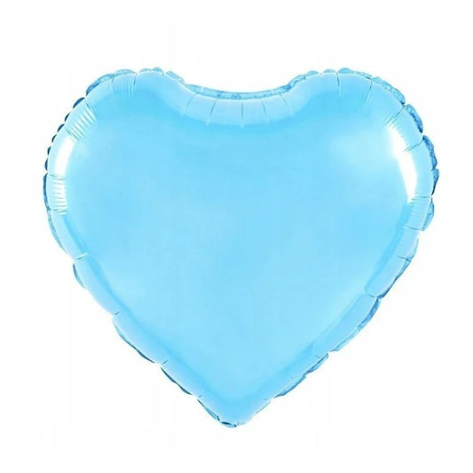Balon din Folie Metalizata, Figurina Inimioara, Model Simplu, Tematica Iubire, 40 cm, Ambalaj Individual, Pai Inclus, Umflare cu Aer sau Heliu, Bleu
