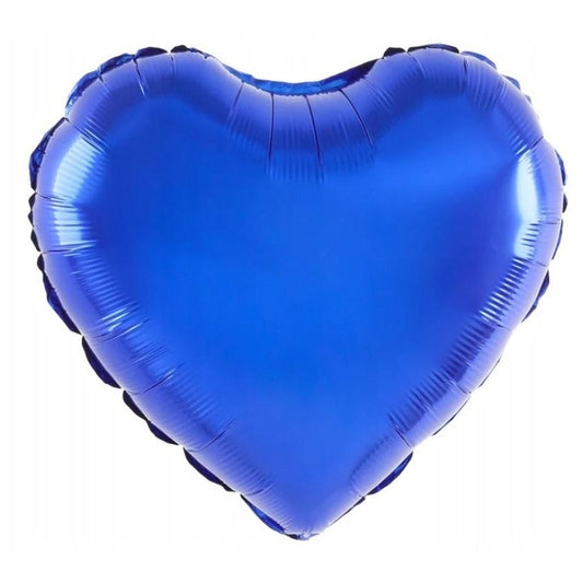 Balon din Folie Metalizata, Figurina Inimioara, Model Simplu, Tematica Iubire, 40 cm, Ambalaj Individual, Pai Inclus, Umflare cu Aer sau Heliu, Albastru