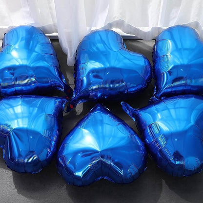 Balon din Folie Metalizata, Figurina Inimioara, Model Simplu, Tematica Iubire, 40 cm, Ambalaj Individual, Pai Inclus, Umflare cu Aer sau Heliu, Albastru
