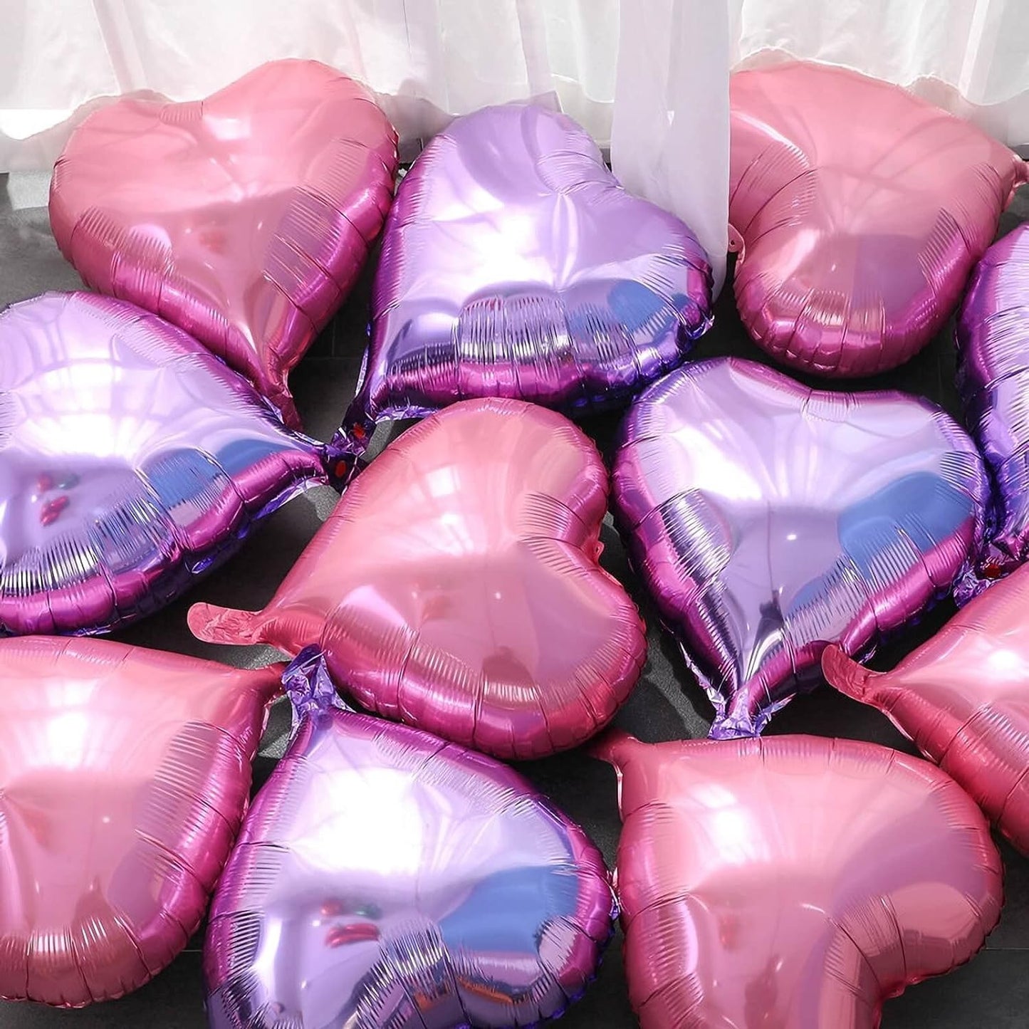 Balon din Folie Metalizata, Figurina Inimioara, Model Simplu, Tematica Iubire, 40 cm, Ambalaj Individual, Pai Inclus, Umflare cu Aer sau Heliu, Mov Deschis